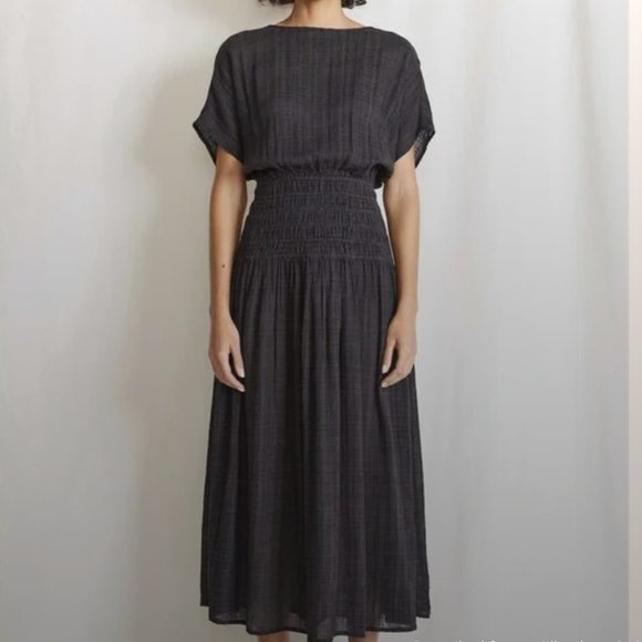 A Piece Apart Dresses & Skirts - A Piece Apart Smocked Mana Midi Dress Flare Black Gray Size medium